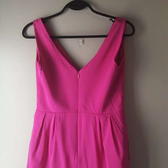 Jill Stuart Silk Pink Fuchsia Sleeveless Formal Dress with Pockets, Size 8 - Picture 7 of 16